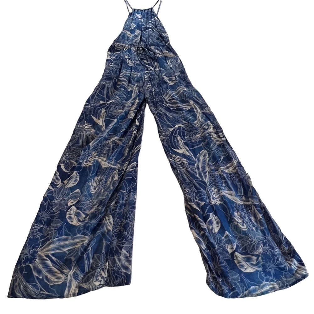 NWT Maaji Floral Print Cover Up Jumpsuit Blue M Beacheear Swim Coastal Printed - Picture 3 of 16